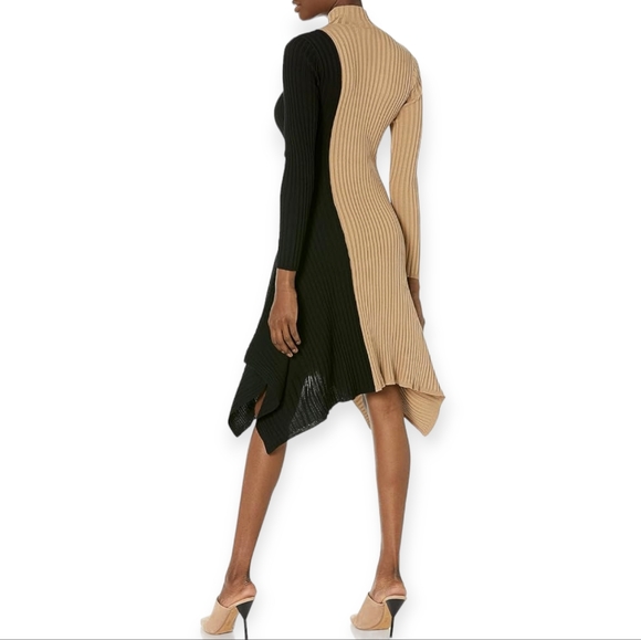 Colorblock Sharkbite Sweater Dress - Picture 2 of 4